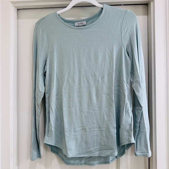 Cupio Tops - Cupio Julianna Long Sleeve Core Knit T-Shirt - Mint Sage
